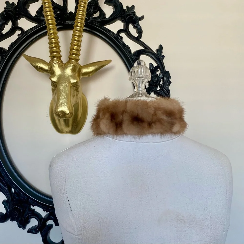 Vintage Real Brown and Tan Fur Collar